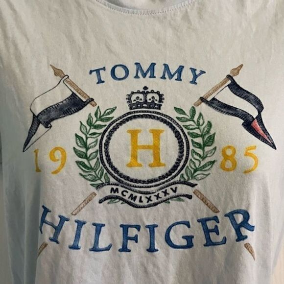 Y2K Tommy Hilfiger Light Blue Short sleeve t-shirt. Size Small Petite - Picture 2 of 5